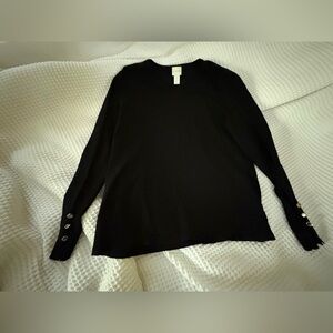 Chico's Black Long Sleeve Top with Button Accents